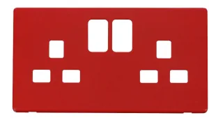2 Gang 13A Switched Socket Cover Plate - Red