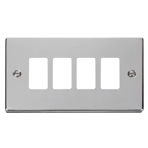4 Gang GridPro Frontplate - Polished Chrome