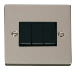 3 Gang 2 Way 10AX Switch - Black