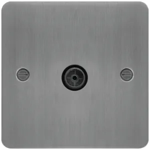 SINGLE CO-AX TV O/F BRUSHED STEEL BLACK