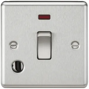 20A 1G DP Switch with Neon & Flex Outlet - Brushed