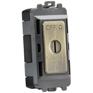 10A fan Isolator key switch module - antique brass