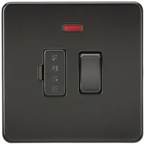 13A Switched Fused Spur Unit with Neon - Matt Blac