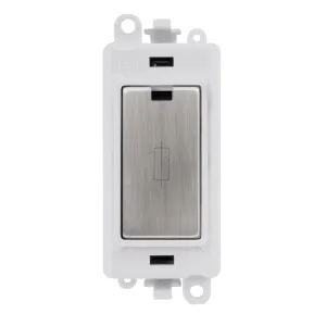 13A Fused Module - White - Stainless Steel