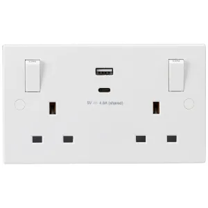 13A 2G SP Switched Socket with Dual USB A+C (5V DC