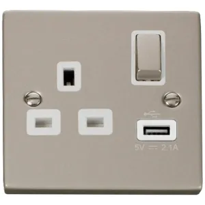 13A 1G Ingot Switched Socket With 2.1A USB Outlet