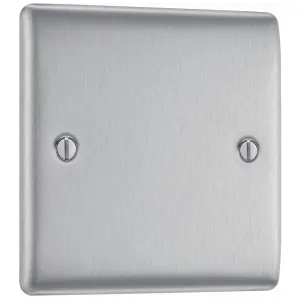 NEXUS METAL BRUSHED STEEL SINGLE BLANK PLATE