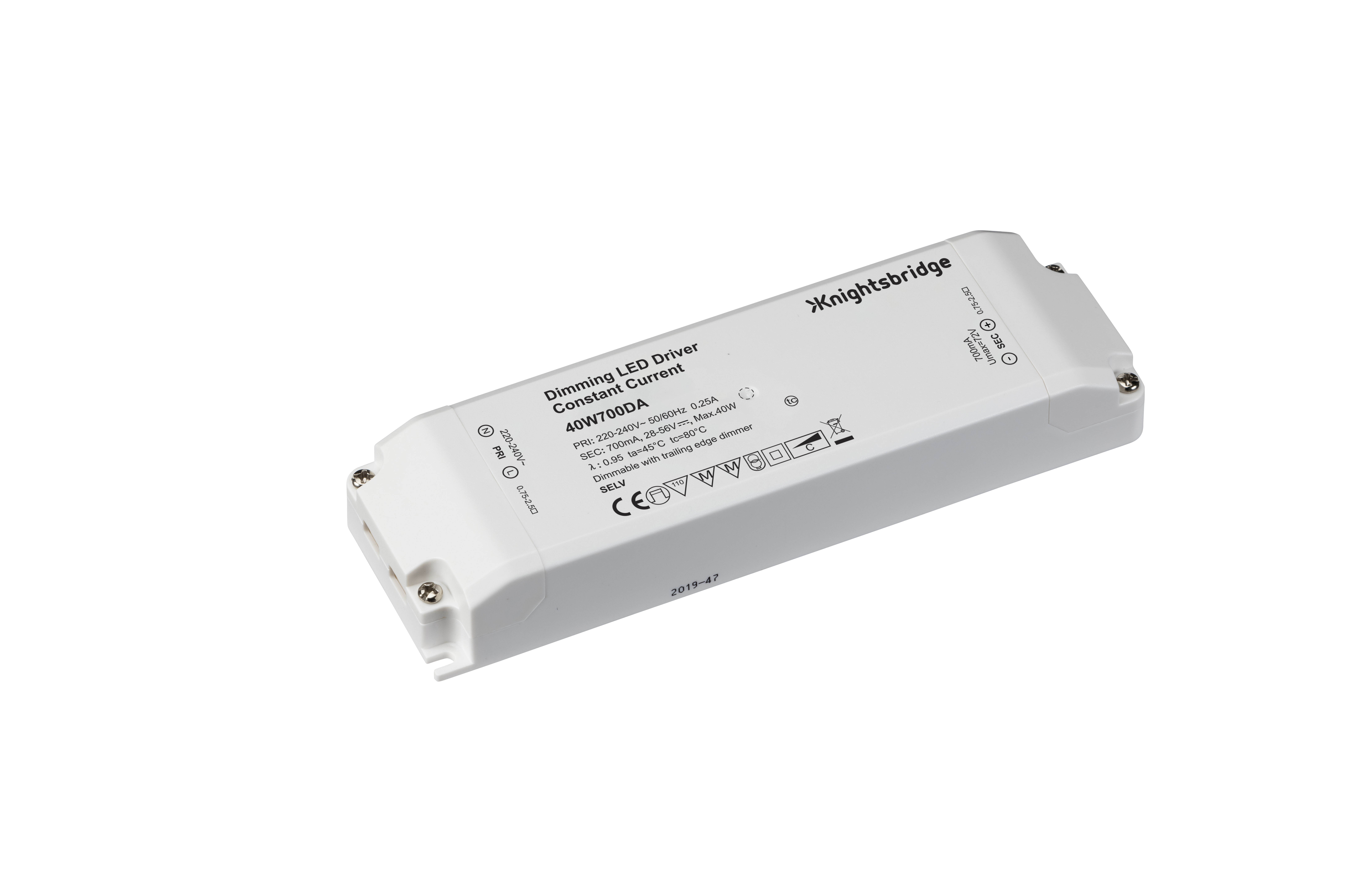 IP20 700mA 40W LED Dimmable Driver - Constant Curr