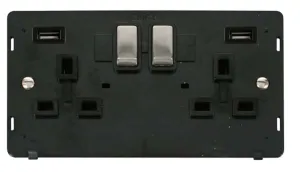 13A Ingot 2 Gang Switched Socket With Twin 2.1A US