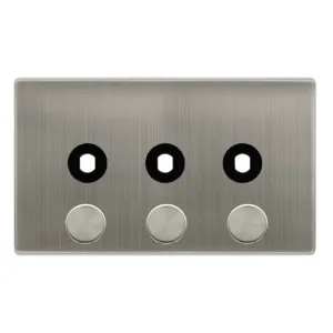 3 GANG UNFURNISHED DIMMER PLATE & KNOBS - STAINLES