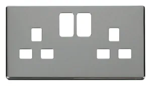 2 Gang 13A Switched Socket Cover Plate - Chrome