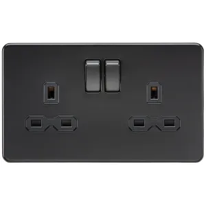 13A 2G DP Switched Socket with Twin Earths - Matt