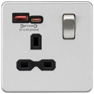 13A 1G SP Switched Socket with Dual USB A+C 12V DC