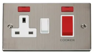Deco - 50A Cooker Control Unit With Neons - Red/Wh