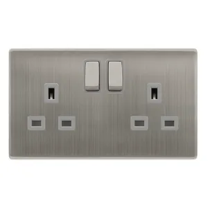 13A INGOT 2 GANG DP SWITCHED SOCKET - STAINLESS ST