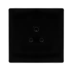 2A ROUND PIN SOCKET - METAL BLACK COVER PLATE - BL