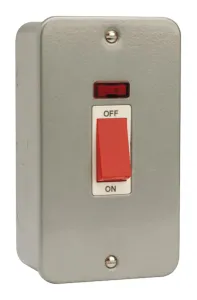 Metal Clad - 50A 1 Gang Double Pole Switch With Ne