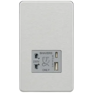 230V Shaver Socket with Dual USB A+C [5V DC 2.4A s