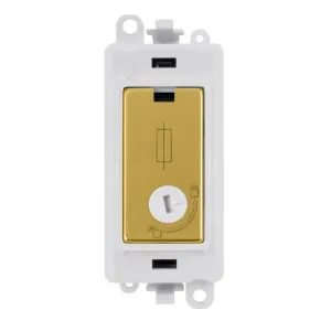 13A Fused Lockable Module - White - Polished Brass