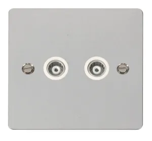 2 Gang Isolated Coaxial Socket  - White