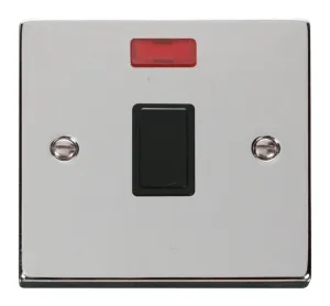 20A 1 Gang DP Switch + Neon - Black