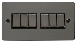 Ingot 10AX 6 Gang 2 Way Switch  - Black