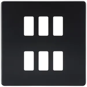 Screwless 6G grid faceplate - matt black