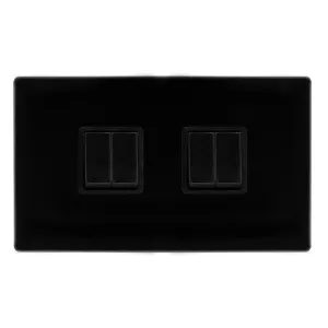10AX INGOT 4 GANG 2 WAY SWITCH - METAL BLACK COVER