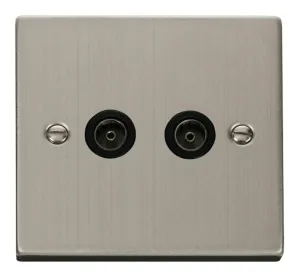 Twin Coaxial Socket Outlet - Black
