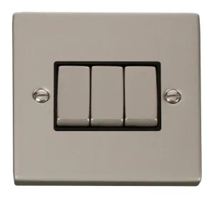 3 Gang 2 Way 'Ingot' 10AX Switch - Black