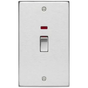 45A DP switch with neon (2G size) - Brushed Chrome