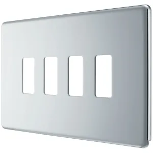 GRID FRONT PLATE SCREWLESS - CHROME - 4 GANG
