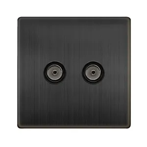 TWIN NON-ISOLATED COAXIAL OUTLET - MATT BRONZE COV