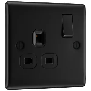 NEXUS METAL MATT BLACK SINGLE SWITCHED 13A POWER S