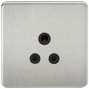 5A Unswitched Socket - Brushed Chrome with Black I