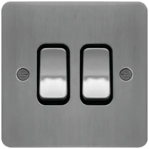 10AX 2G 2WAY SWITCH BRUSHED STEEL BLACK