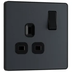 EVOLVE MATT GREY (BLACK) SINGLE SWITCHED 13A POWER