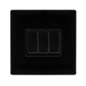 10AX INGOT 3 GANG 2 WAY SWITCH - METAL BLACK COVER