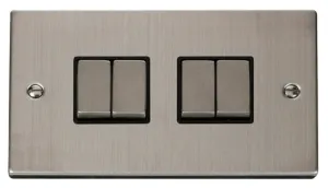 4 Gang 2 Way 'Ingot' 10AX Switch - Black