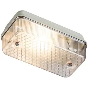 230V IP65 100W max (ES) E27 Bulkhead with Clear Pr
