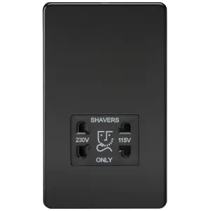 115V/230V Dual Voltage Shaver Socket - Matt Black
