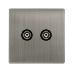 TWIN ISOLATED COAXIAL OUTLET - STAINLESS STEEL COV