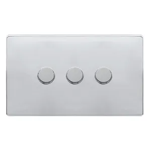 3 GANG 2 WAY 100W DIMMER SWITCH - POLISHED CHROME
