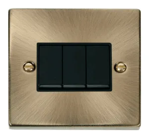 3 Gang 2 Way 10AX Switch - Black