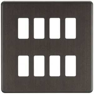 Screwless 8G grid faceplate - smoked bronze