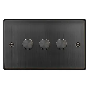 3 GANG 2 WAY 100W DIMMER SWITCH - MATT BRONZE