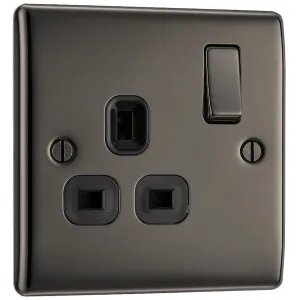 NEXUS METAL BLACK NICKEL SINGLE SWITCHED 13A POWER