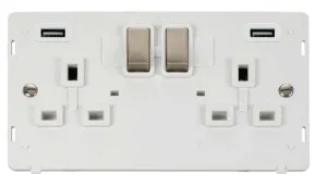 13A Ingot 2 Gang Switched Socket With Twin 2.1A US