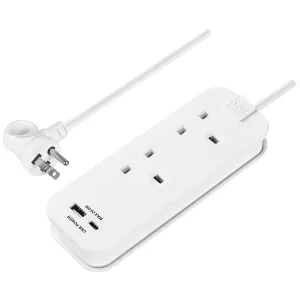 TWO SOCKET TRAVEL US EXTENSION LEAD + 2 X USB A+C