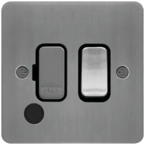 FCU SW FLEX OUTLET BRUSHED STEEL BLACK